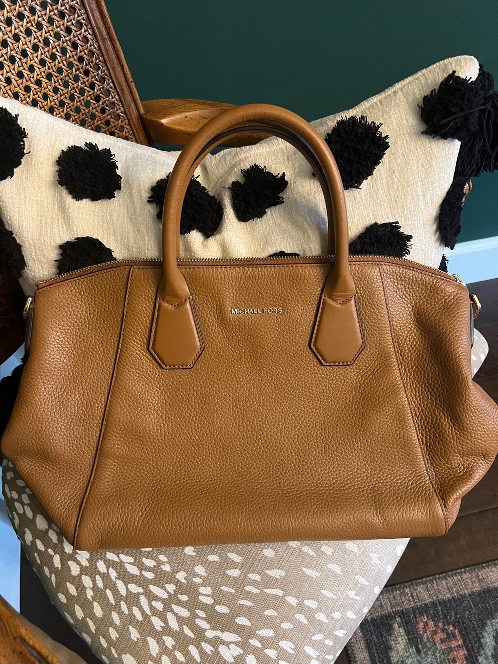 Michael Kors Cognac Pebbled Leather Satchel